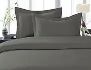 CELINE LINEN Best, Softest, Coziest Duvet Cover Ever! 1500 Thread Count Egyptian Quality Luxury Super Soft Wrinkle Free 3-Piece Duvet Cover Set, King/Cali King, Grey