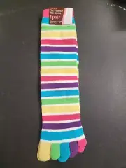 West Loop Womens Fun Fashion Toe Socks Size 6-10 Multi-color Stripes New w/tags