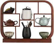 Desktop Antique Shelf Small New Chinese Tea Cup Purple Clay teapot Display Stand Tea Room Tea Table Ornaments Tea Set Storage,D