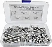 M6 Hex Socket Head Cap Bolts Nuts Screws Assortment Set 304 Stainless Steel Allen Socket Drive Machine Screws (M6 Assortment Kit)