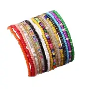 17Pcs Elastic Beaded Handmade Bracelets Bohemian Stackable Beaded colorful