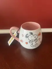 Peanuts Snoopy Hearts Coffee/Tea Mug Pink Flower in Bottom Of Cup- NWT 20 Oz