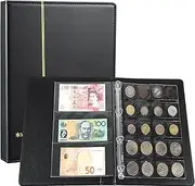 Currency Coin Album,370 Pockets Coin and Currency Collecting Binder,250 Pockets Coin Collection Book Holder,120 Pockets Paper Money Stamp Page Album Supplies for Collectors Black