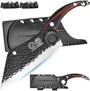 XYJ Forged Kitchen Chefs Knife, High Carbon Steel Blade, Meat Cleaver Knife Vegetable Meat Cutting, Full Tang Boning Knife with Sheath, Japanese Cooking Knife for Outdoor Camping,Gifts for Women Men