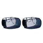 2pcs Collapsible Laundry Baskets, Mesh Laundry Hamper with Side Pocket Blue