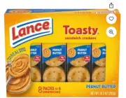 Lance Sandwich Crackers, Toasty Peanut Butter, 8 Individually Wrapped Packs,