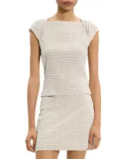 Theory Draped Cap Sleeve Crinkle Top