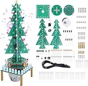 PEMENOL 3D RGB LED Rotating Xmas Tree Soldering Kit, DIY Practice Colorful Musical Christmas Tree Electronic Project for Decoration