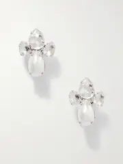[Simone Rocha] Simone Rocha - Silver-tone, Crystal And Faux Pearl Earrings - White - One size One size White