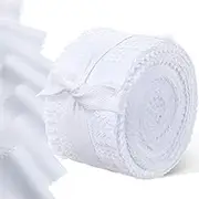 Boao 40 Pcs Jelly Fabric Strips Roll for Quilting White Black Cotton Collection Fabric Strips 2.5 Inch Solid Color Patchwork Rolls for Quilting Handmade DIY Craft Sewing(White, 2.5 x 44 Inch)