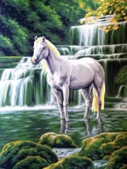 "The white horse" Printed Needlepoint Tapestry Canvas 10428