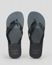 [Lucid] Lucid Men's Ripple Flip Flops Slippers in Black/Grey Size 13 13 Black/Grey