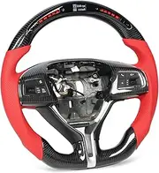 Racing Steering Wheel, LED Shift Indicator Race Display, Replacement for Transit Custom 2017-2022, Quattroporte M156 2014-2023, Ghibli M157 2014-2023 with Glossy Carbon Fiber