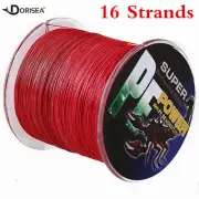16 Strands Dorisea 100M-2000M Red PE Dyneema Hollow Braided Fishing Line 6-300LB
