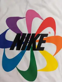 在飛比找Yahoo!奇摩拍賣優惠-Nike 彩虹旋風白色背心 健身背心 長背心 S號