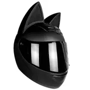 Motorcycle Helmet Cool Cat Ear Full Face Helmet Comfortable & Breathable for Men Women All Seasons Black M