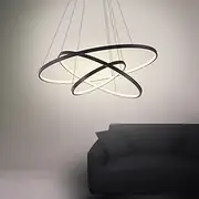 3-Light 80/60/40/20 cm LED Pendant Light Metal Acrylic Ring Circle Design Painted Finishes 90W/113W 3-Rings 4-Rings Dimmable with Remote Control