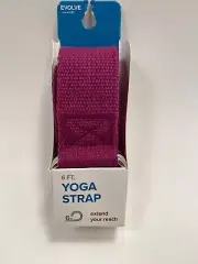 Evolve Yoga Strap Purple 6 Feet Machine Washable 100% Polyester Durable D-Ring
