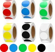 Pack of 3000 Adhesive Dots, Colourful, 20 mm Marking Dots, Colourful Adhesive Dots, Round Labels, Round Stickers, Adhesive Dots for DIY, Office, Calendar, 500 Pieces/Roll (6 Rolls)