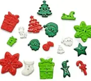 30pcs Mix Christmas theme Buttons 2 Holes red white green colors