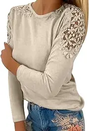 [Generic] Lightweight T Shirt Solid Color Hollow Stitching Long Sleeved T Shirt Women Plain Shirts