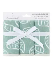 3 Piece The Peanutshell Woodland Adventure Face Towels 25cm in Green