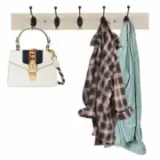 Coat Rack Wall Mounted Wooden 5 Iron Hooks Rustic Premium Solid Wood Coat Hanger