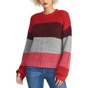 Rachel Rachel Roy Women Small Red Bold Stripe Gabe Color Block Sweater
