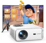 22000 Lumen Portable WiFi6 Bluetooth Projector - Full HD 1080p, 4K Support - Tripod Included - Phone/HDMI/USB Compatible