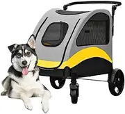 Travel Stroller Dog Pram Carriage Pushchair for Multiple Pet, Pet Dog Strollers for Large Dogs/Cats, Pet Stroller for Disabled Cats Dogs, Bearing Weight 130 Lbs
