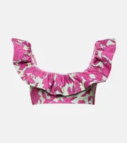 [La DoubleJ] La DoubleJ Ruffled floral bikini top UK 14 multicoloured
