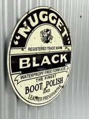 NUGGET BOOT POLISH 560 MM DIAMETER METAL SIGN BLACK LEATHER PRESERVATIVE