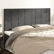 Dark Grey Velvet Headboards Adjustable - Wall Mounted Tufted Upholstered Headboard Set for Beds, King, Full & Queen, (4 pcs)