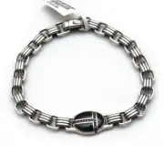 New DAVID YURMAN Mens 7.5mm Cairo Linked Bracelet Black Onyx Black Diamond Large