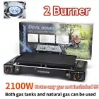 Outdoor 2 Burner Cooker & Plate Twin Stove Portable Home Camping Gas BBQ Grill