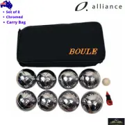 Boule Ball Set of 8 Bocce Petanque Chromed Ball Set with Carry Bag