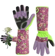 Long Sleeve Gardening Gloves,Breathable Forearm Protection Gauntlet Puncture Resistant Pruning Gloves | Gardening Tools, Flower Pattern Gauntlet for Yard and Outdoor Work, Digging, Planting, Raking,