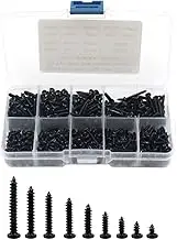 450 PCS Miniature Flat Head Tapping Screws, M3 Electronic Mini Screw, High Precision Assorted Self Tapping Screws, Laptop Notebook Computer Replacement Screws Kit (Black)