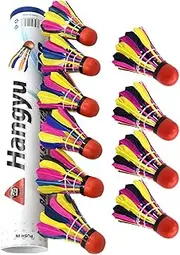 Misaakoeq Badminton Ball Set - Colorful Shuttlecock Indoor Outdoor - Duck Feathers and Rubber Feather Shuttlecocks Outdoor, Stable 10 Pack Badminton Ball for Indoor