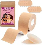 [ÖTTRI] Breast Tape Set for Push Up, Skin-Friendly Boob Tape for More Freedom in Your Style, Reusable Nipple Pads and Environmentally Friendly Zip for Longer Hold, Adhesive Bra Alternative, Beige, N