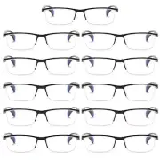 11 PK Mens Half Frame Spring Hinge Reading Glasses Blue Light Blocking Readers
