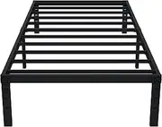 [EMODA] 14 Inch Twin Bed Frames No Box Spring Needed, Heavy Duty Metal Twin Platform Bed Frame, Noise Free, Easy Assembly, Black