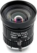 HD 5MP CCTV Camera Lens 8mm C-Mount Aperture F1.6 Image Format 2/3" for Industrial Safety Road Surveillance