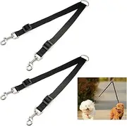 Double Dog Lead Splitter, Mtxorvix 2 pcs Adjustable Double Pet Trainer Leash,Double Leash for Two Dogs Connect to Collar Harness Slideable Rope Dog Lead,for Walking Puppy Small Medium Large Dog(Black)