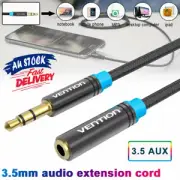 3.5mm Braided Jack Cord Male to Female Audio Aux Extension Cable 0.5M/2M/5M