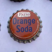 PATIO Pepsi cola SODA crown bottle cap ORANGE top cork acl cone flat label tin