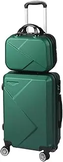[Slimbridge] 2PCS 20" Inch Carry On Luggage Set, Suitcase 12" Hand Baggage Trolley, Travel Packing with Built-in Lock, Hard Shell Wheels Spinner Luggages Suitcases Bag Case, Green