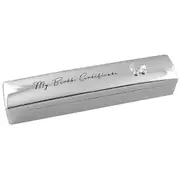 Birth Certificate Holder Silver Lacquer Keepsake Safe Storage Protection