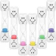 QINGHEC Set of 6 Hourglass Timer Set, Children's Teeth Brushing Hourglass Set, Hourglass 3 Minutes Smiley Face Toothbrush Clock Hourglass for Kitchen Children Teeth Brushing Home Office and Game Timer