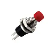 Pushbutton - Red - Mini Round - Momentary with Nut & Washer - 95-0049-00